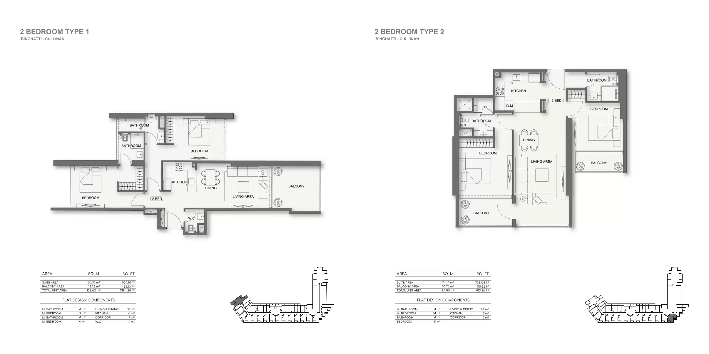 غرفتين وصالة في مشروع بن غاطي كولينان binghatti cullinan